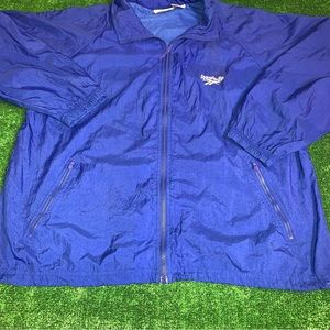 VINTAGE REEBOK WINDBREAKER MEN'S JACKET ZIP NYLON VENTED SPELLOUT EMBROIDERED L.